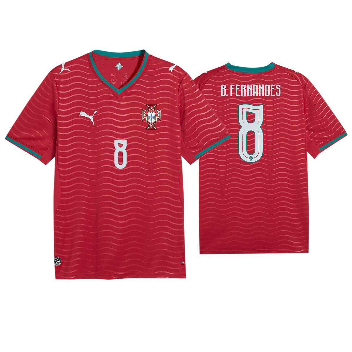PUMA PORTUGAL 2026 HOME REPLICA JERSEY B.FERNANDES#8 - CLUB RED/GREEN LAGOON