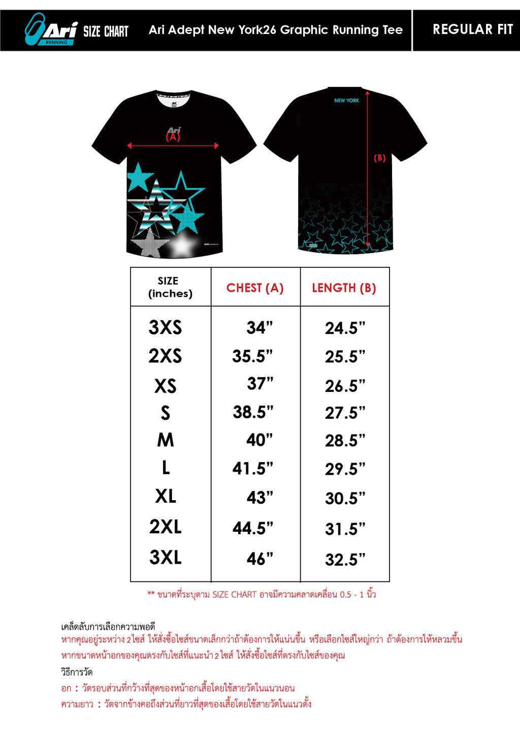 ARI ADEPT NEW YORK26 GRAPHIC RUNNING TEE - BLACK/BLUE/WHITE