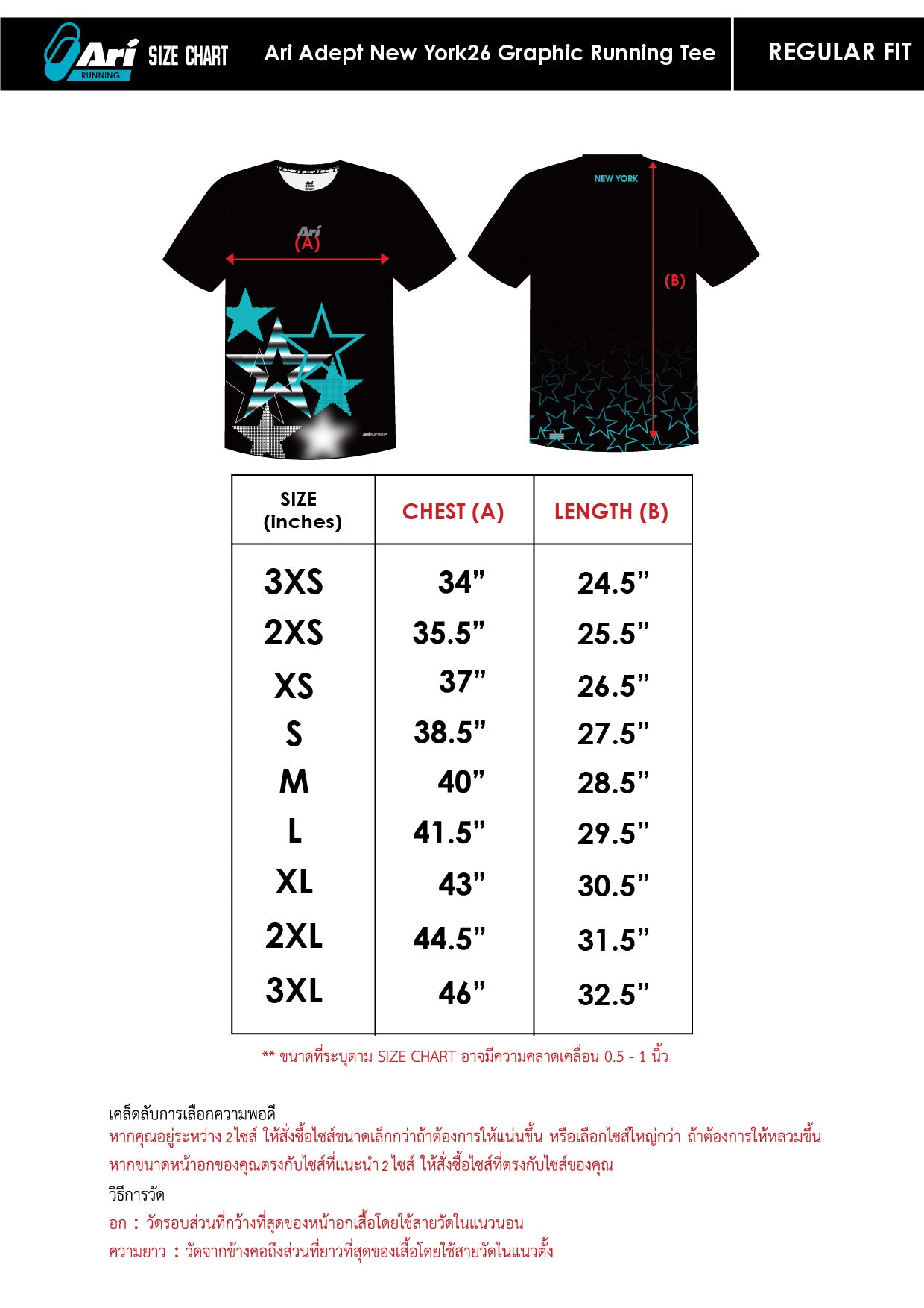 ARI ADEPT NEW YORK26 GRAPHIC RUNNING TEE - BLACK/BLUE/WHITE