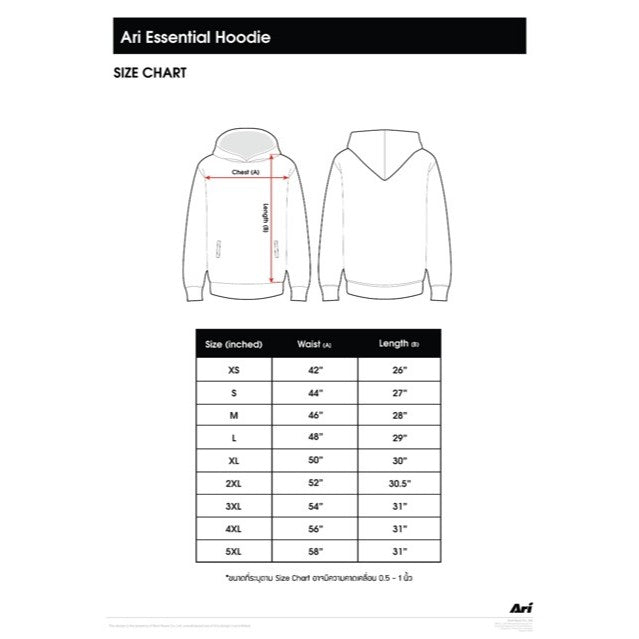 ARI ESSENTIAL HOODIE - WHITE/BLACK/WHITE
